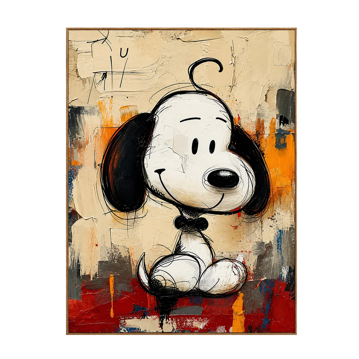 Black-Eared Cartoon Puppy on a Colorful Ground Wall Art | Olyrel