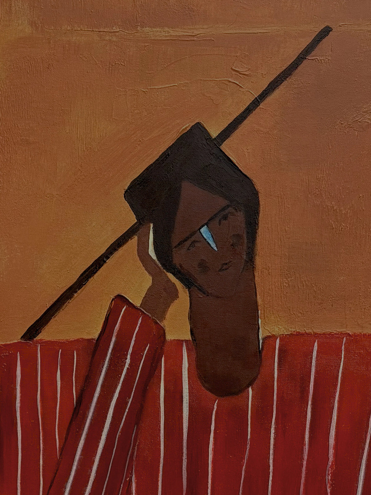Angular Portrait in a Red Striped Shirt Wall Art artwork view | Olyrel