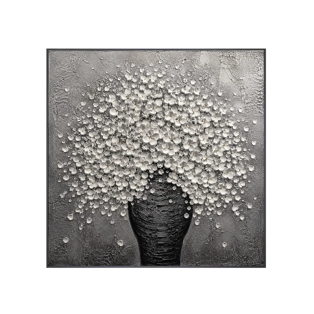 Silver Blossom Vase Wall Art | Olyrel