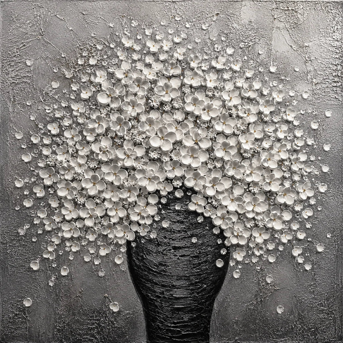 Original artwork view of Silver Blossom Vase Wall Art | Olyrel