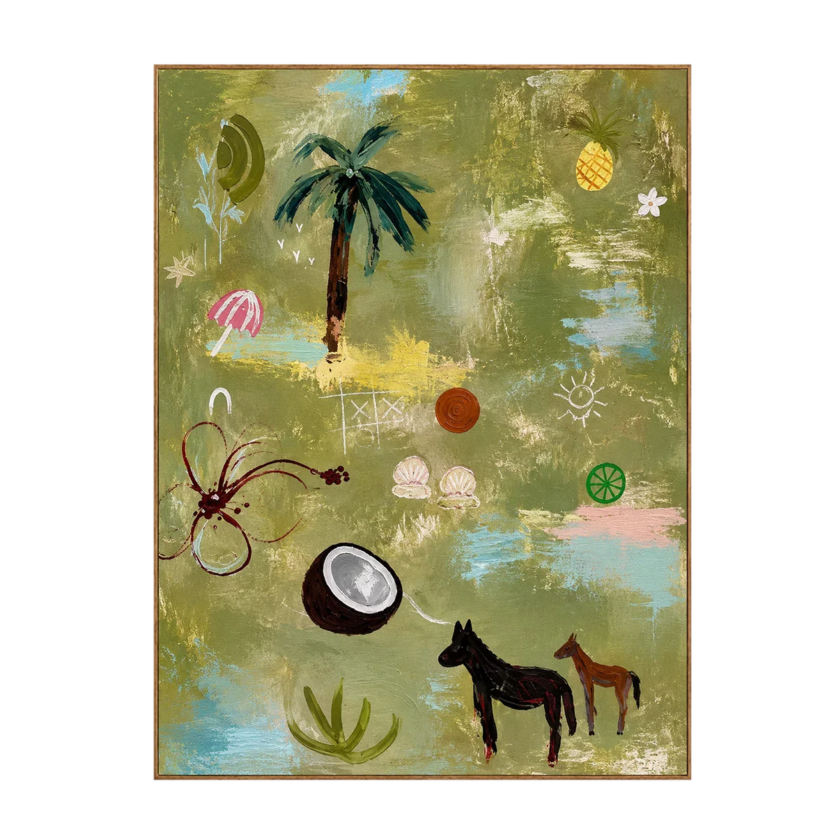 Palm Tree and Playful Tropical Motifs Wall Art | Olyrel