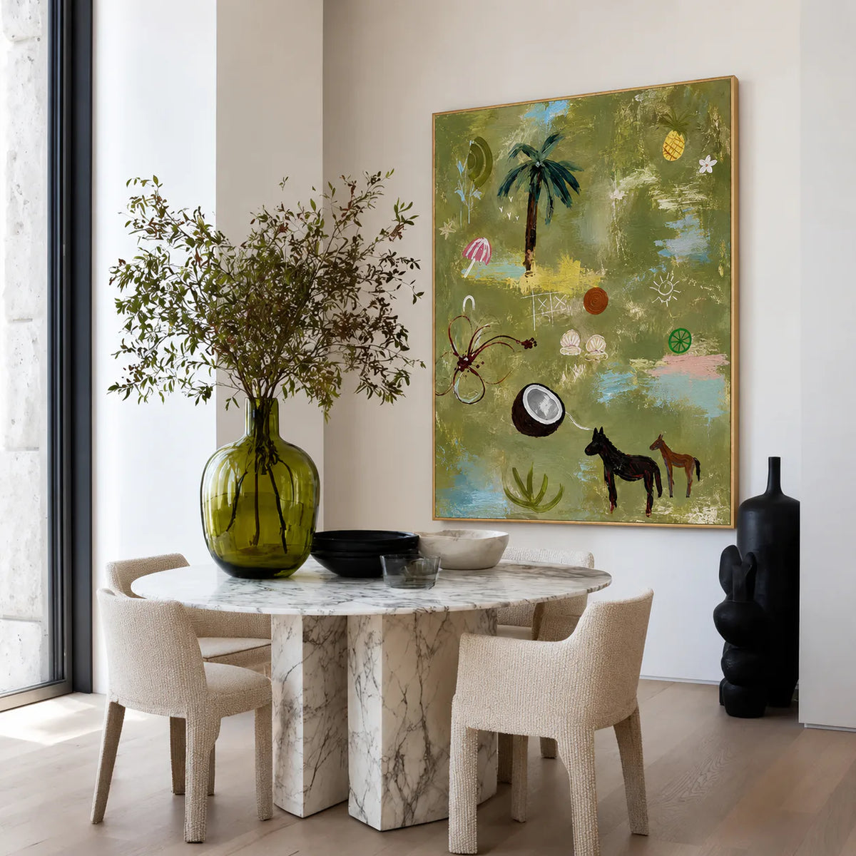Palm Tree and Playful Tropical Motifs Wall Art styled interior scene 1 | Olyrel