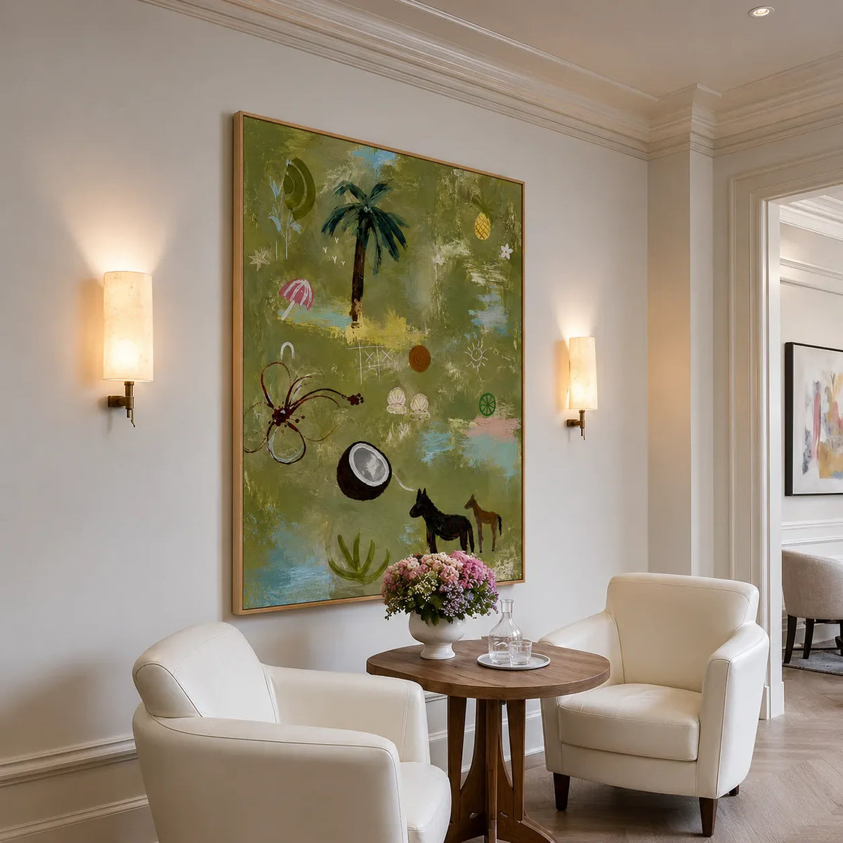Palm Tree and Playful Tropical Motifs Wall Art styled interior scene 4 | Olyrel