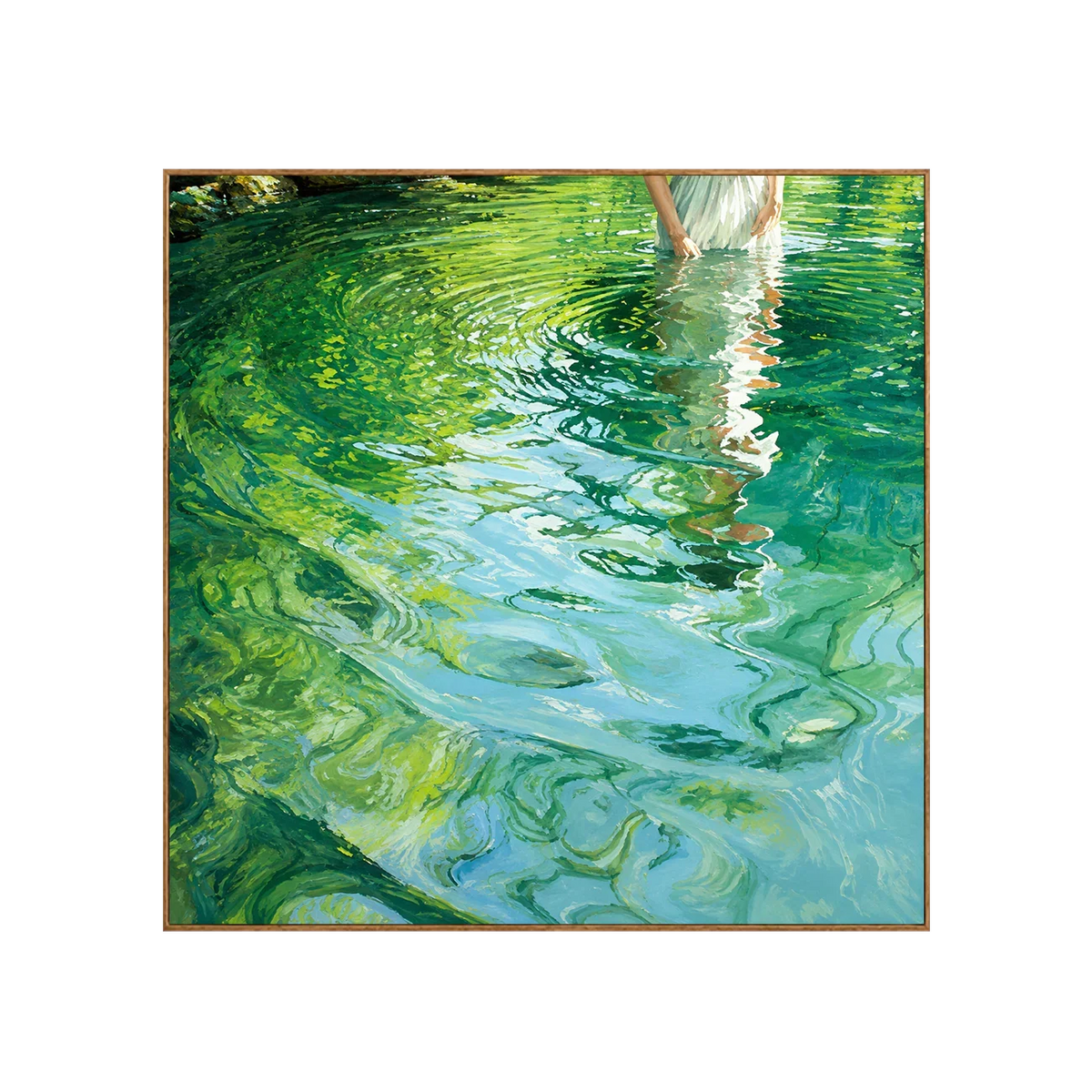 White Dress Reflected in Emerald Water Wall Art | Olyrel