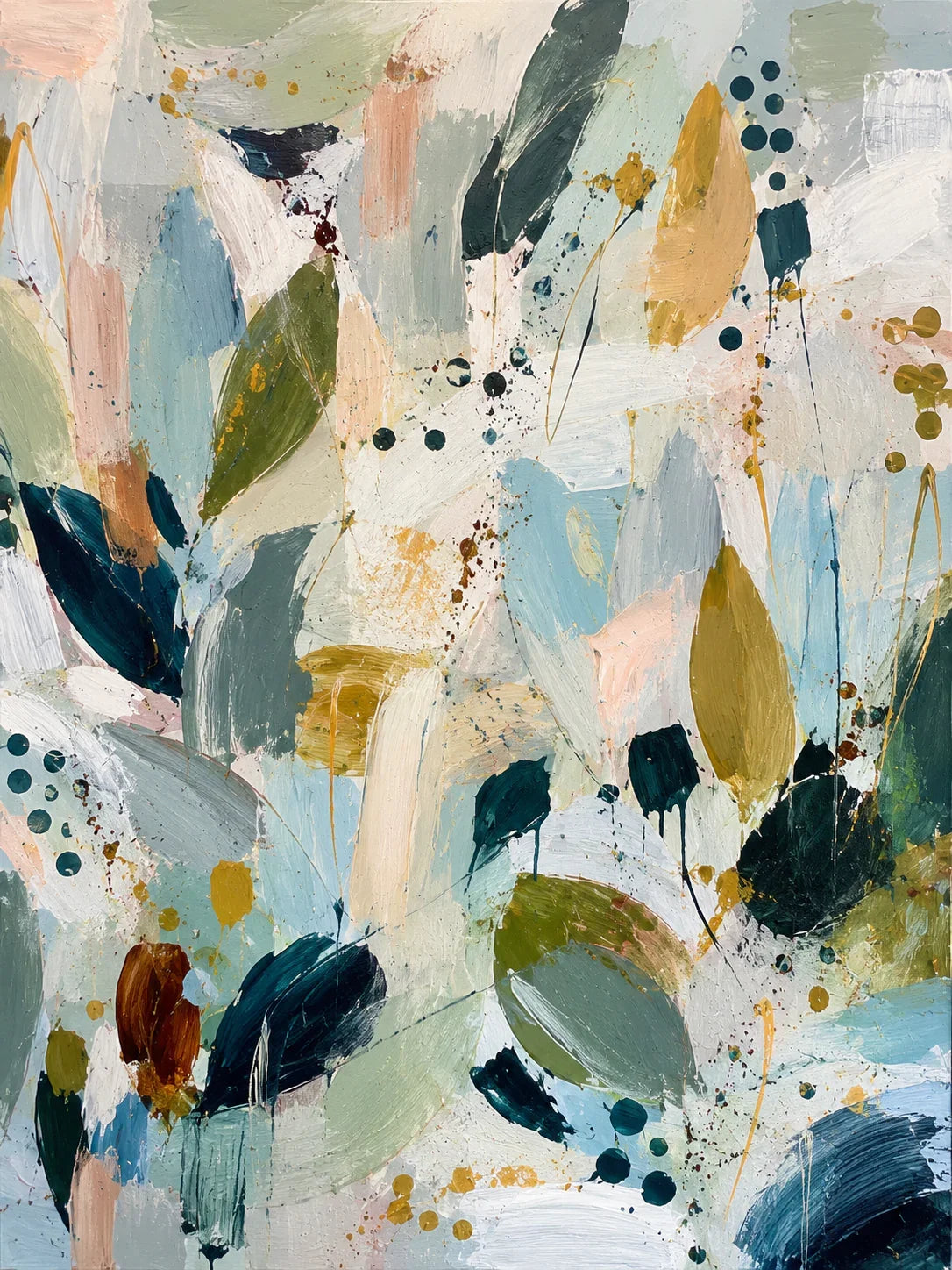 Original artwork view of Sage Leaf Abstract Wall Art | Olyrel