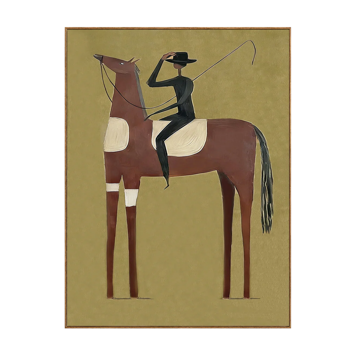 Tall Chestnut Horse and Dark-Clad Rider Wall Art | Olyrel