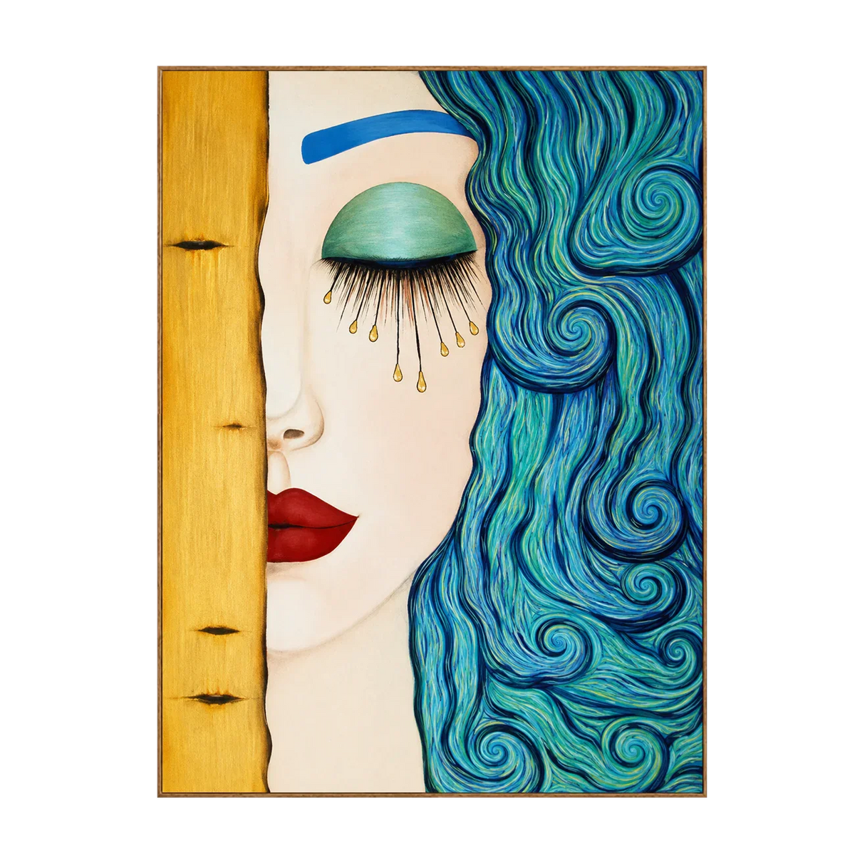 Turquoise Curls and Golden Tears Portrait Wall Art | Olyrel