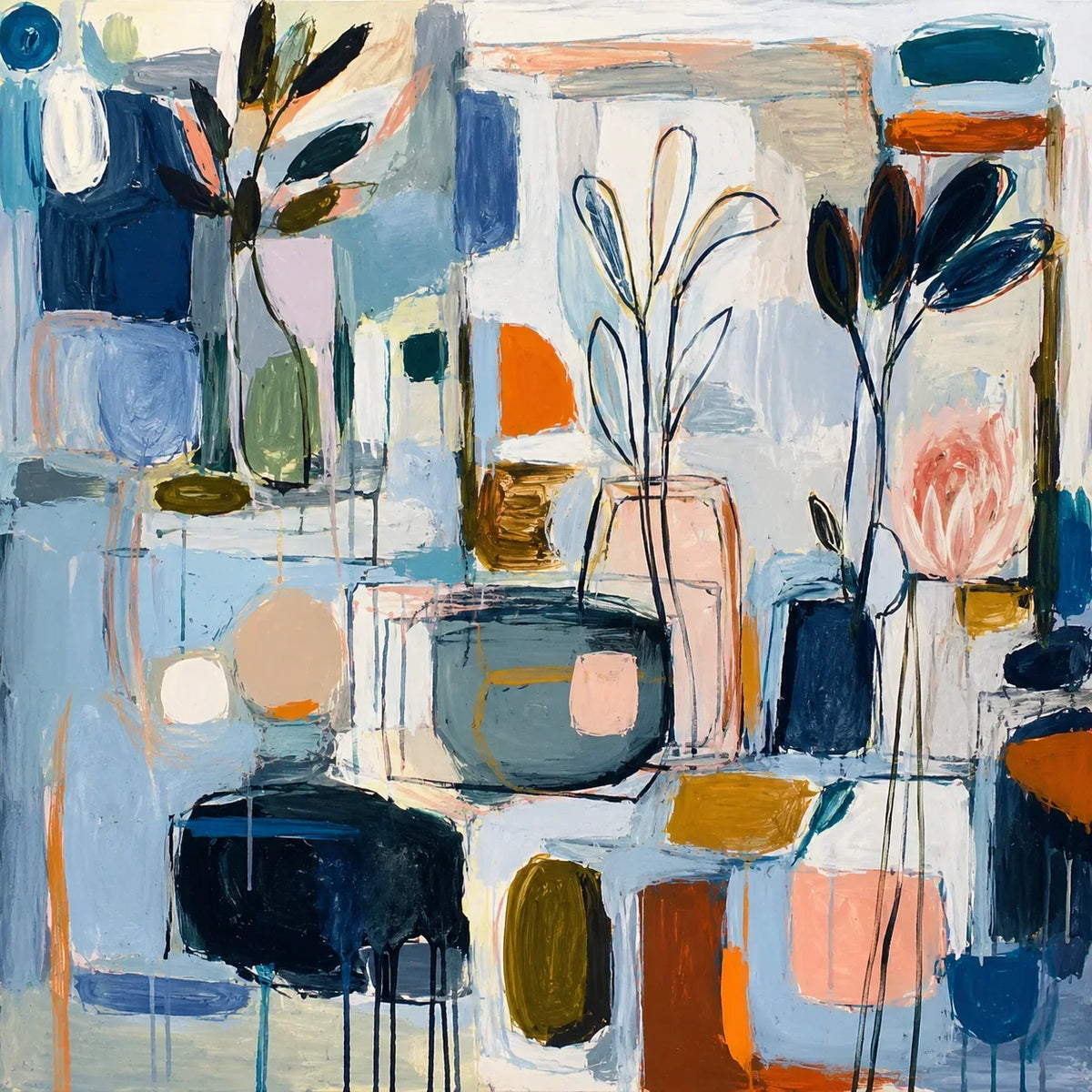 Original artwork view of Blue Studio Floral Wall Art | Olyrel