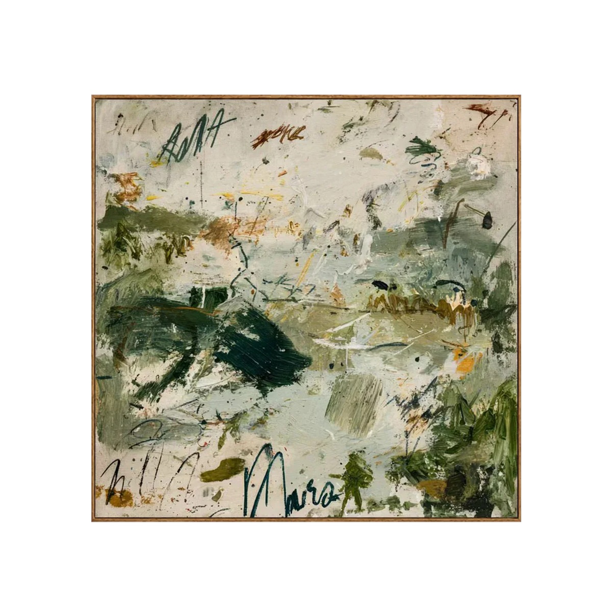 Forest Green Gestures on Ivory Abstract Wall Art | Olyrel