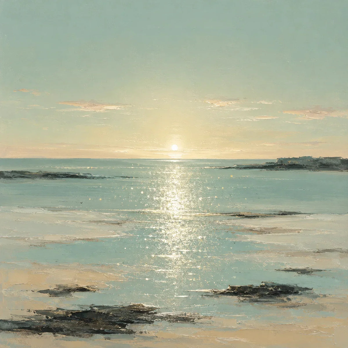 Original artwork view of Sunlit Tide Coastal Wall Art | Olyrel