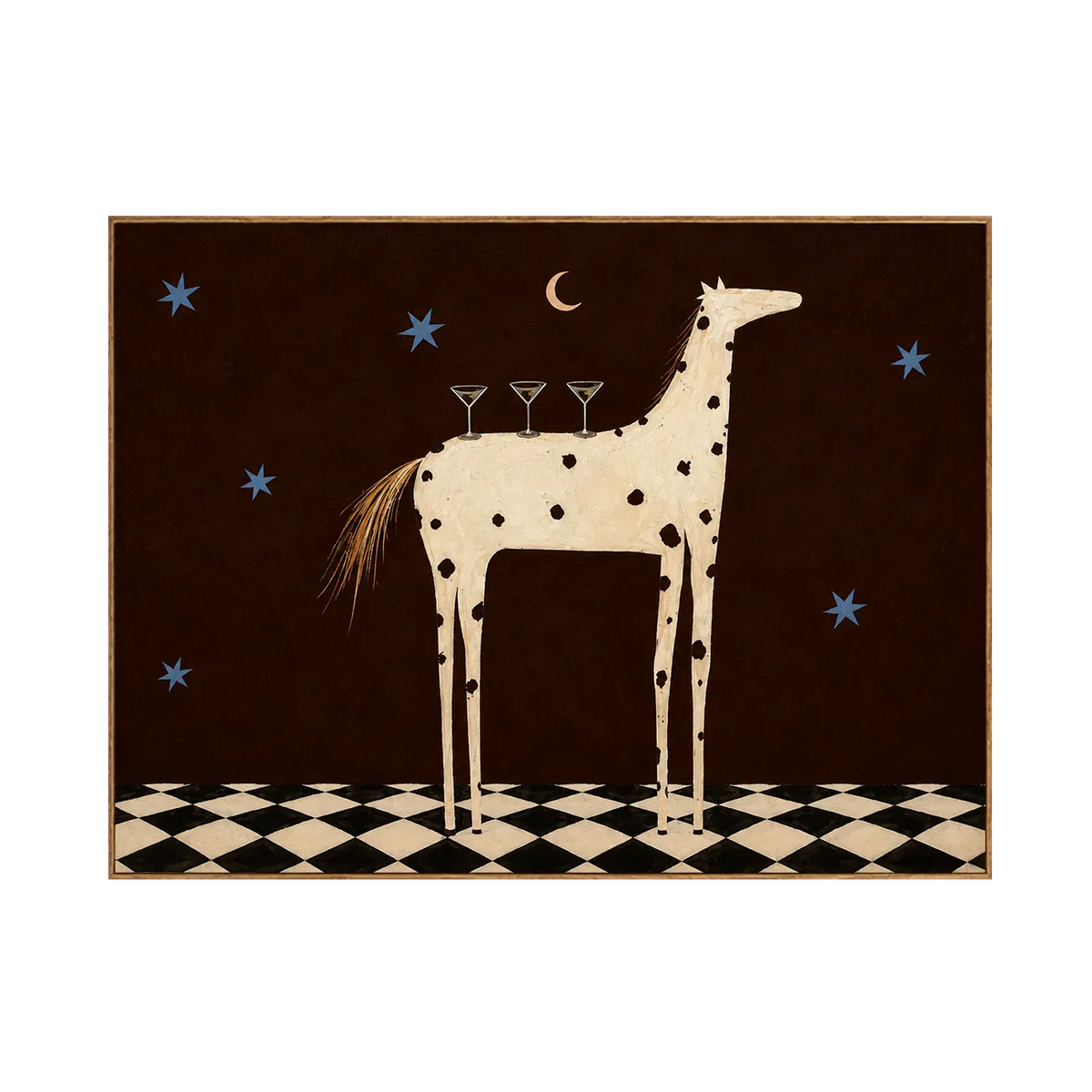 Spotted Horse with Three Cocktails under Stars Wall Art | Olyrel