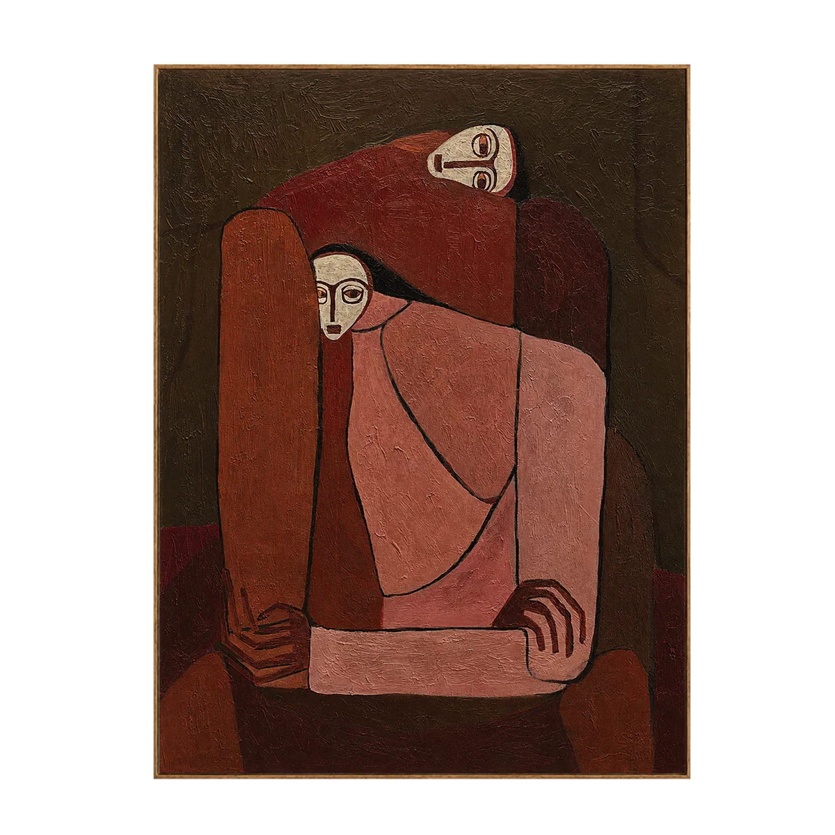 Interlocking Figures in Terracotta and Rose Wall Art | Olyrel