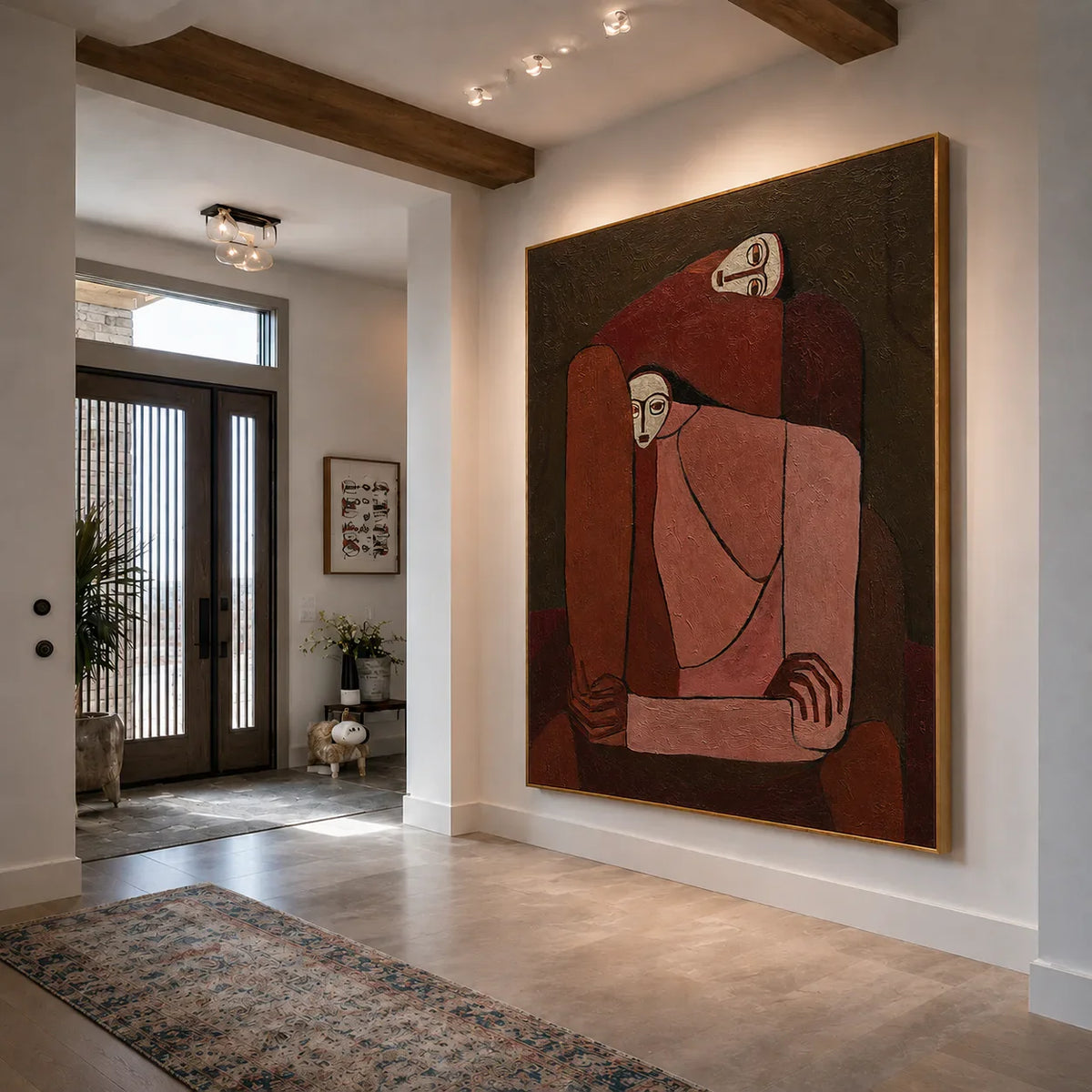 Interlocking Figures in Terracotta and Rose Wall Art styled interior scene 3 | Olyrel