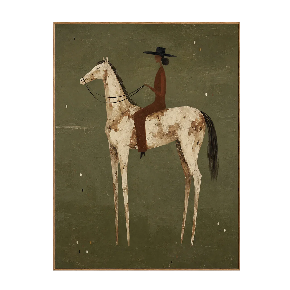 Dark-Hatted Rider on a Cream Dappled Horse Wall Art | Olyrel