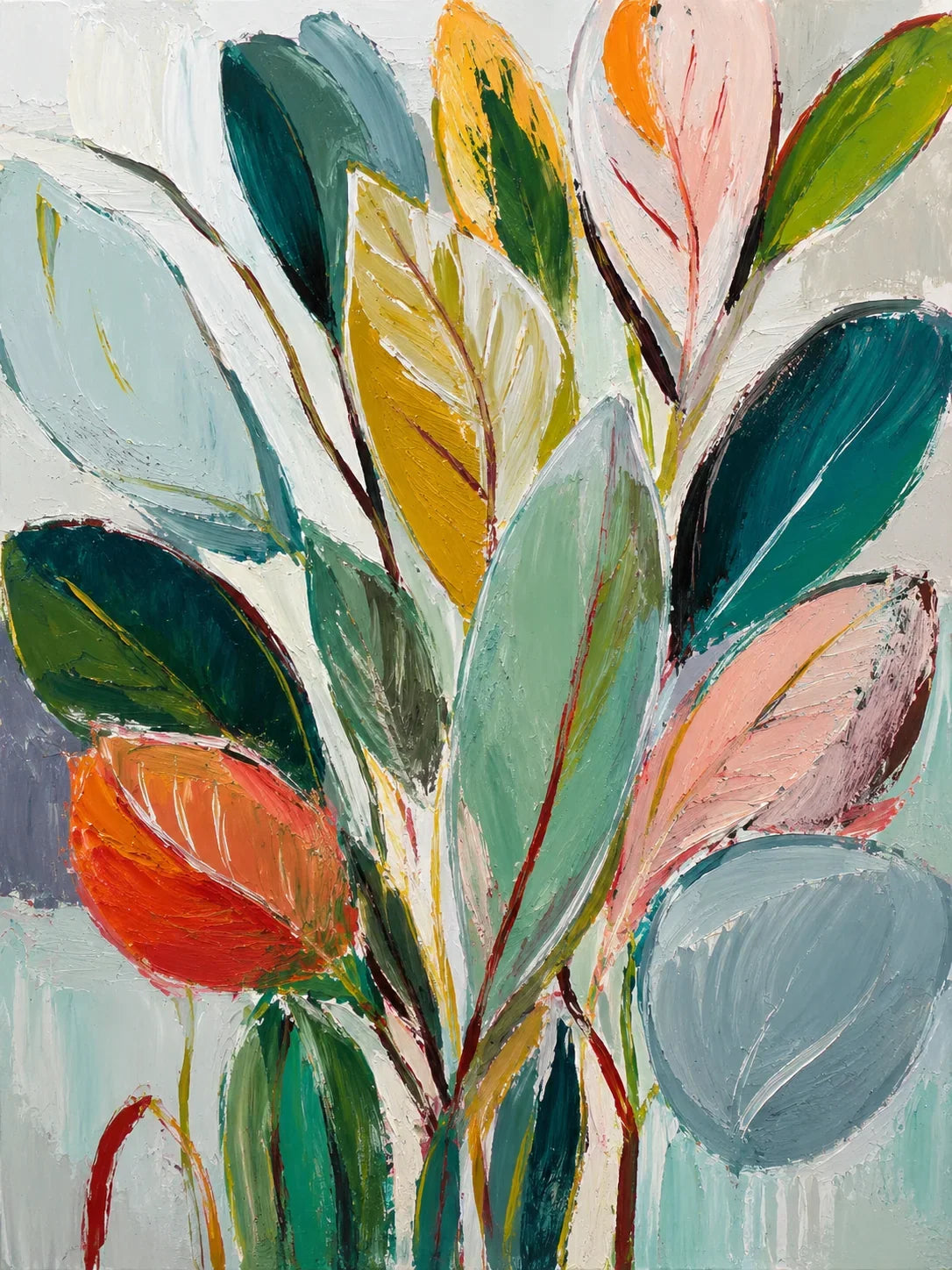 Original artwork view of Painted Leaves Botanical Wall Art | Olyrel