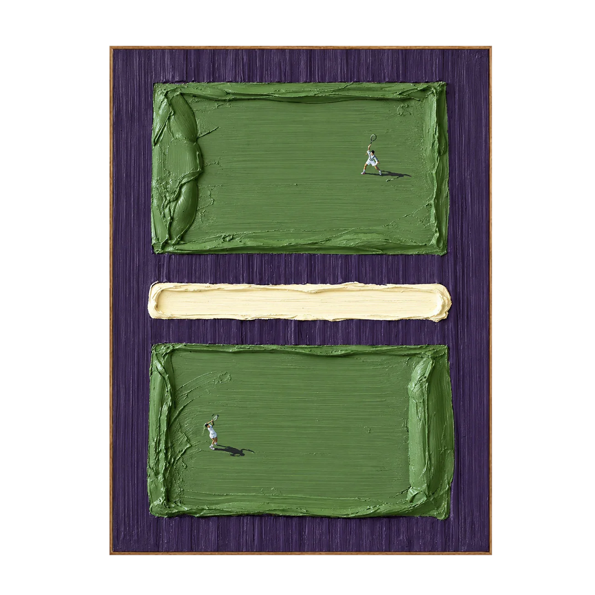 Tiny Tennis Players on Green and Violet Wall Art | Olyrel