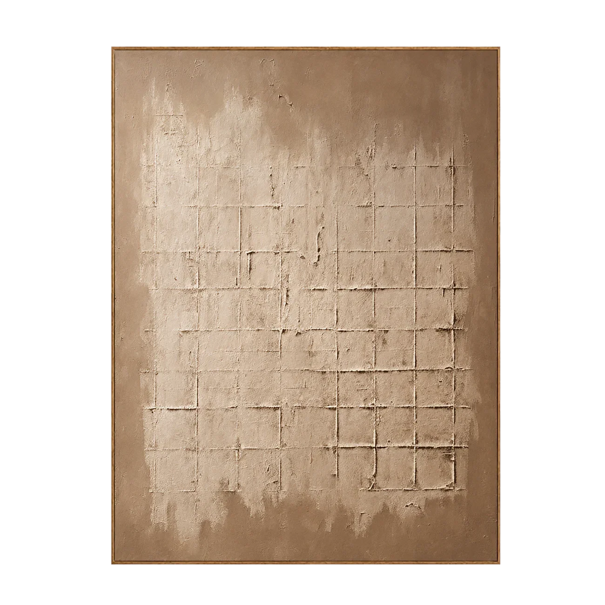 Weathered Sand Grid on Warm Taupe Wall Art | Olyrel