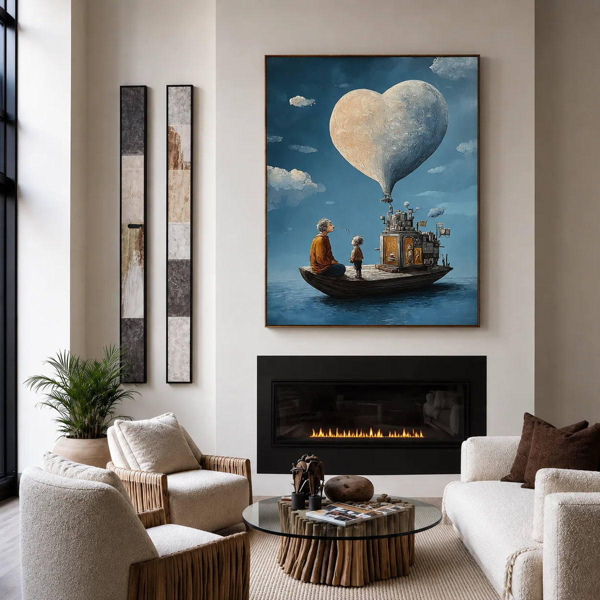 Heart Balloon above a Storybook Boat Wall Art styled interior scene 2 | Olyrel