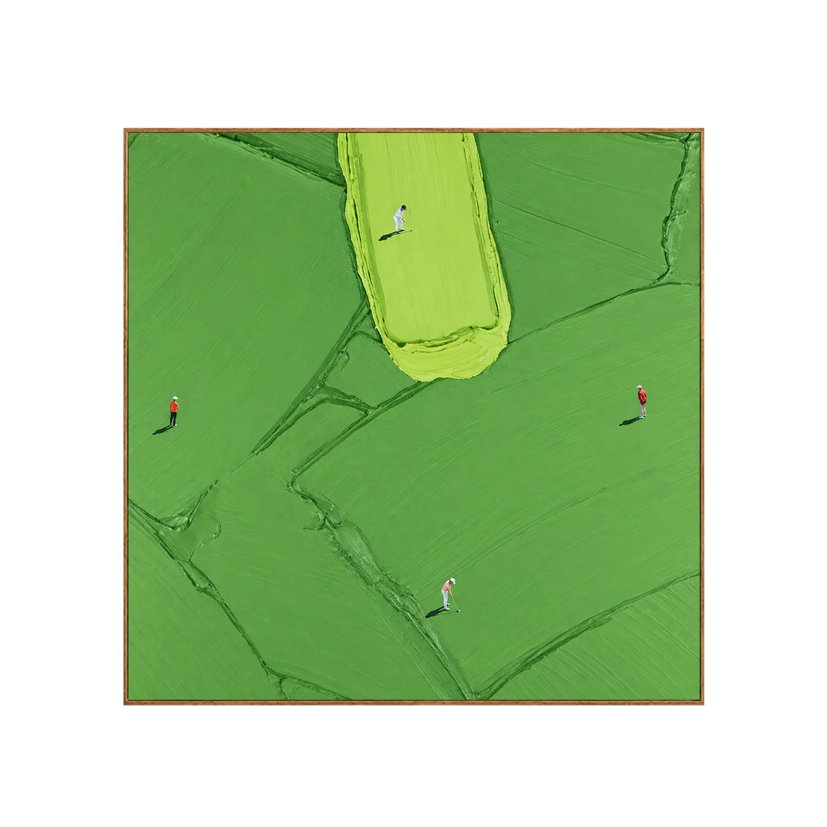 Four Golfers among Broad Green Brushstrokes Wall Art | Olyrel