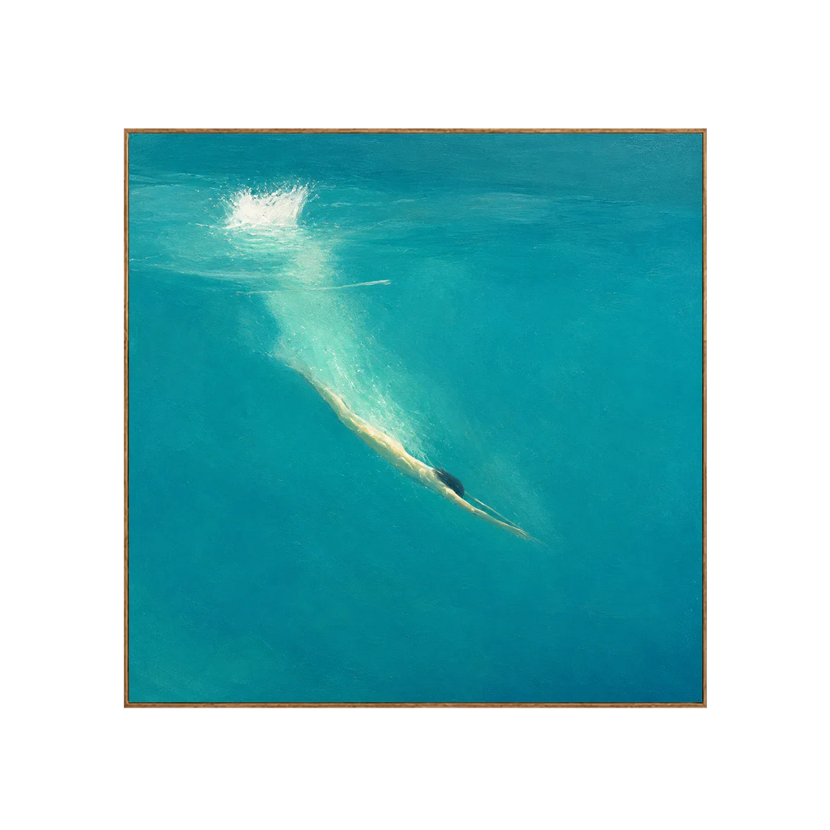 Golden Dive into Turquoise Water Wall Art | Olyrel