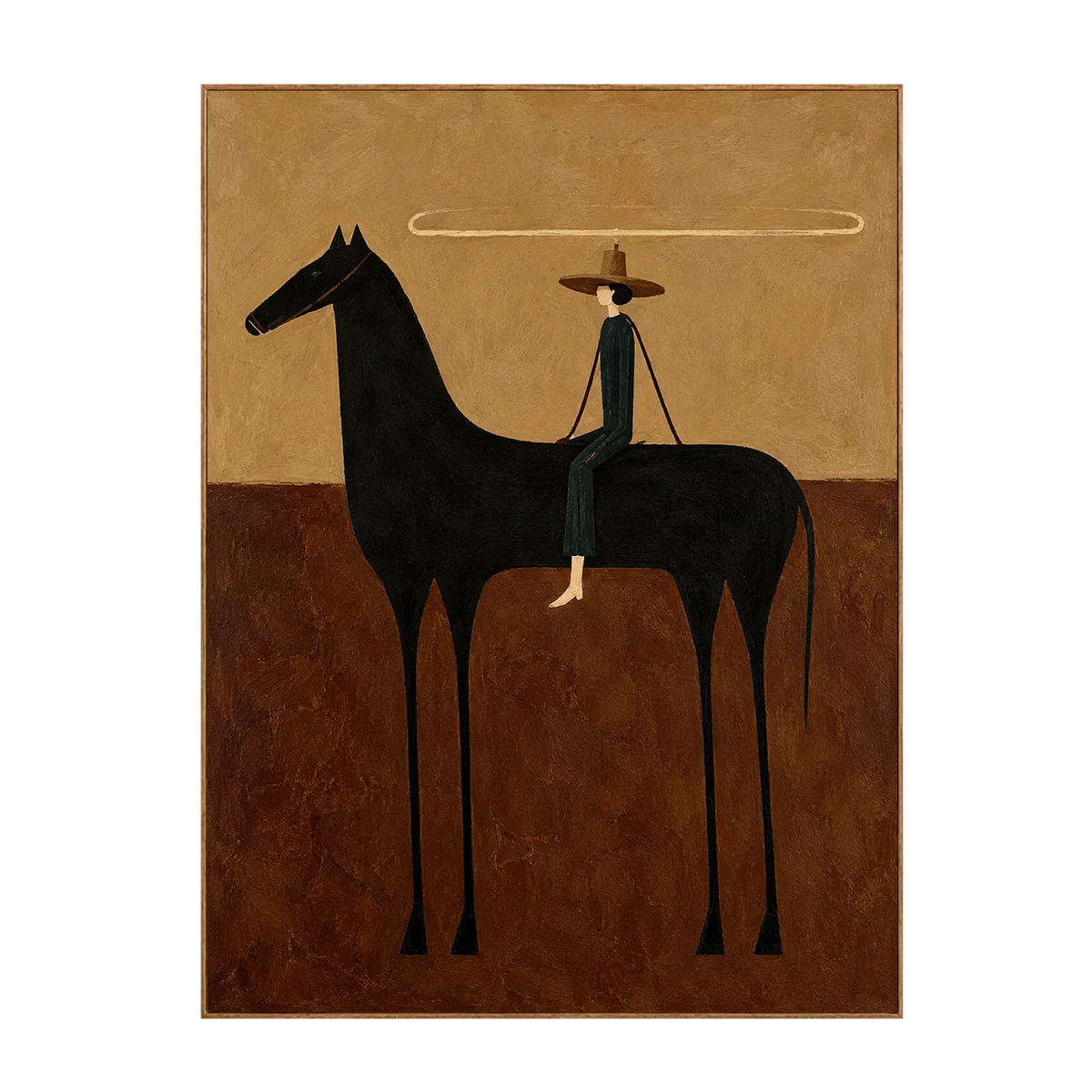 Looping Lasso over a Black Horse Wall Art | Olyrel