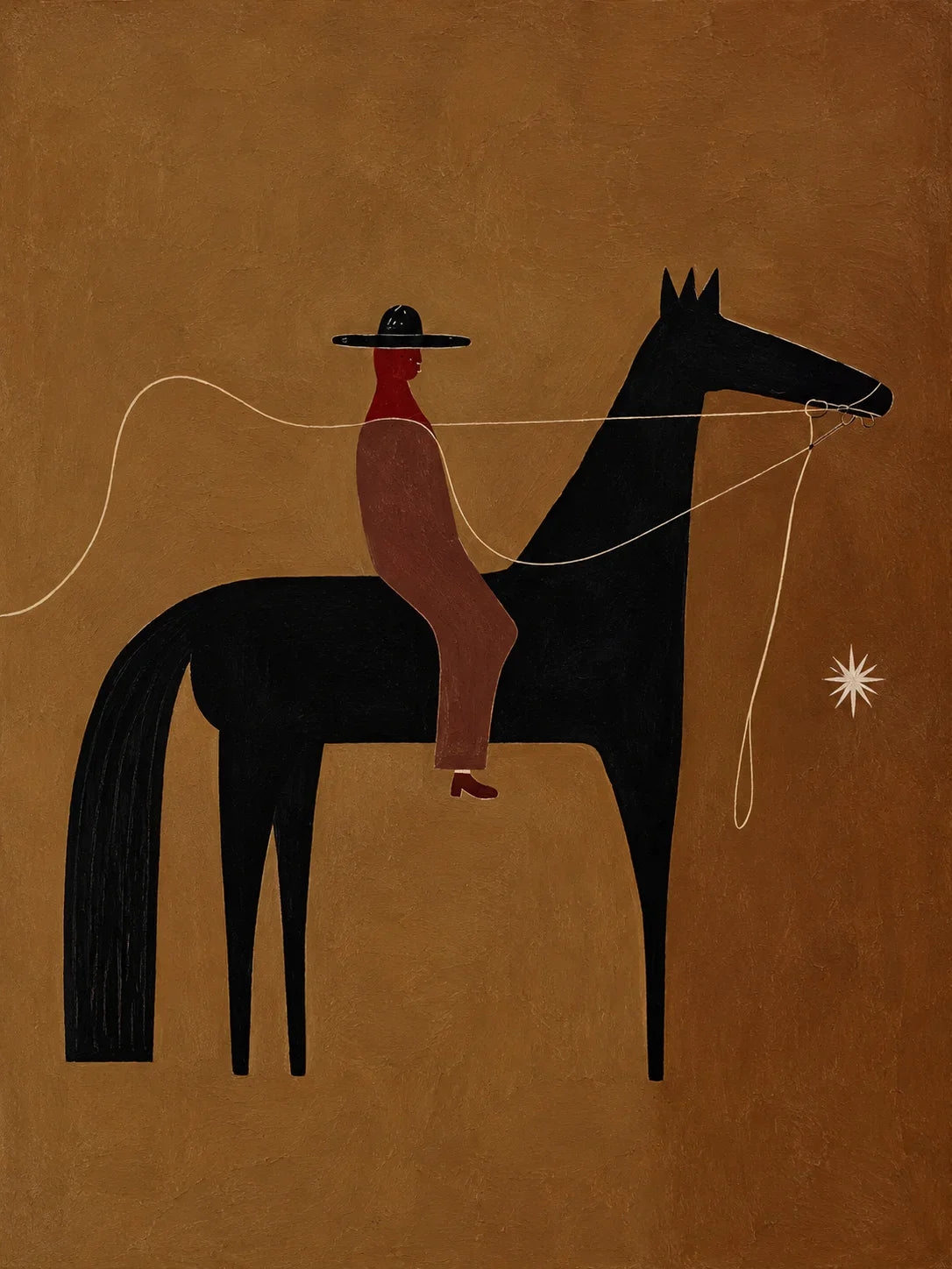 Horse and Rider with a Wandering Rope Wall Art artwork view | Olyrel