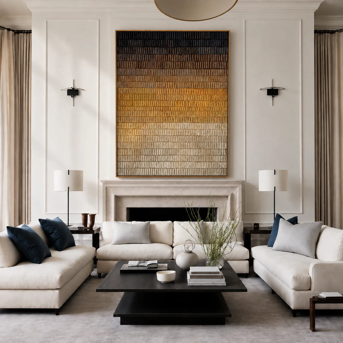 Ochre Glow in a Ribbed Gradient Wall Art styled interior scene 4 | Olyrel