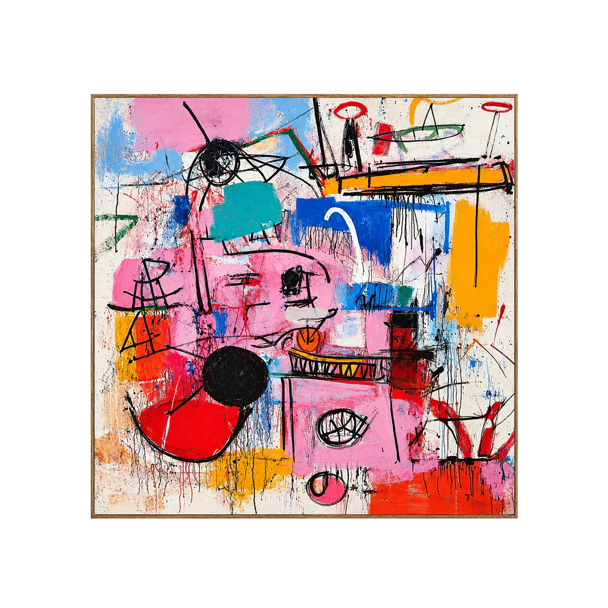 Pink Electric Marks and Color Blocks Wall Art | Olyrel
