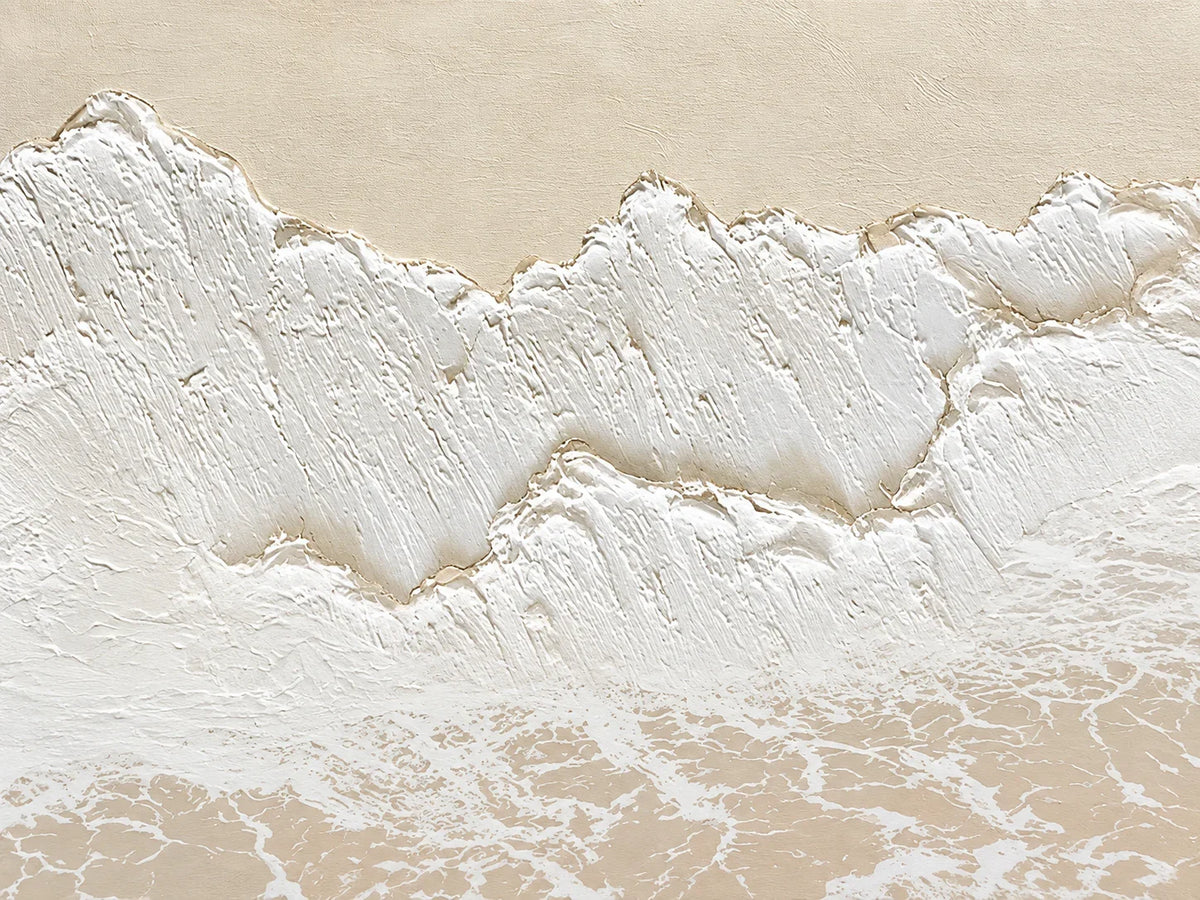 Ivory Surf over a Sandy Shore Wall Art artwork view | Olyrel