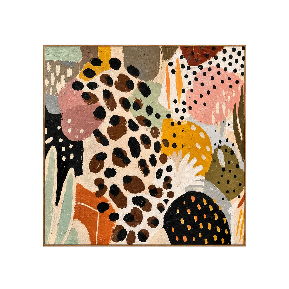 Leopard Spots and Colorful Organic Shapes Wall Art | Olyrel