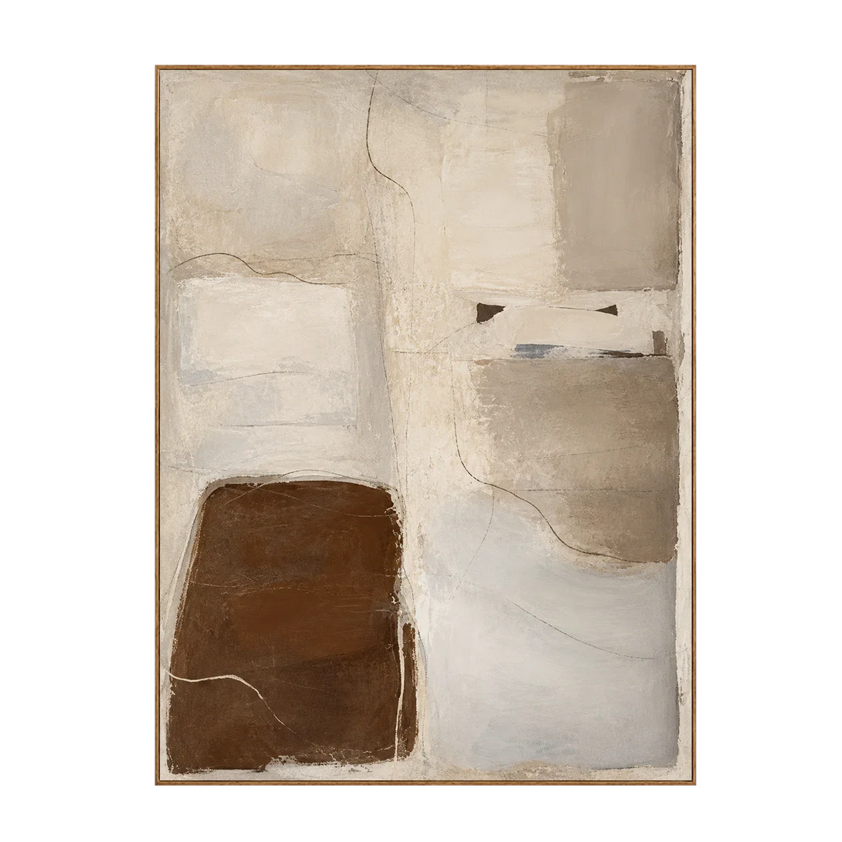 Soft Taupe Blocks with a Deep Brown Accent Wall Art | Olyrel