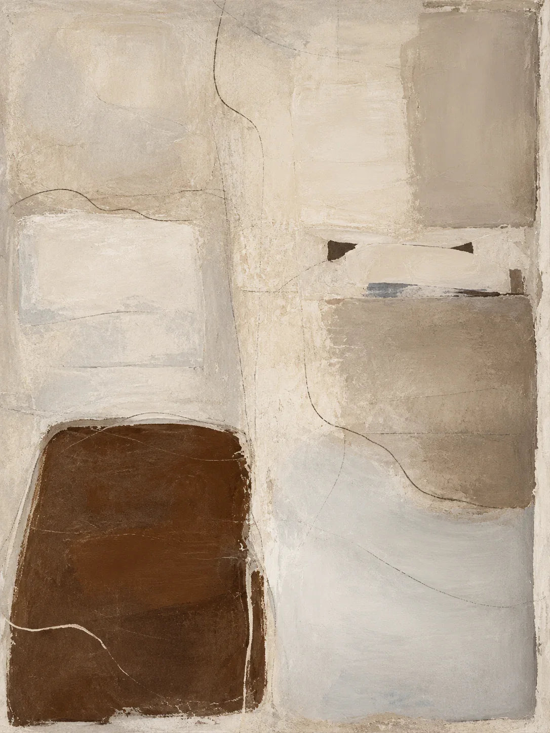 Soft Taupe Blocks with a Deep Brown Accent Wall Art artwork view | Olyrel