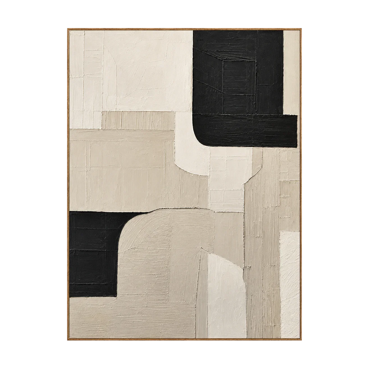 Black Corners and Cream Curves Wall Art | Olyrel