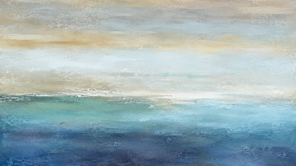 Original artwork view of Gilded Horizon Coastal Wall Art | Olyrel