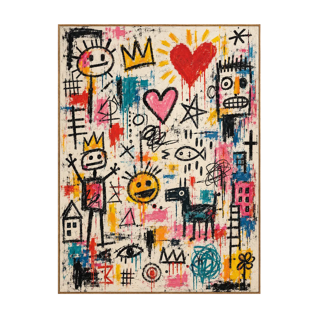 Hearts Crowns and Playful Scribbles Wall Art | Olyrel