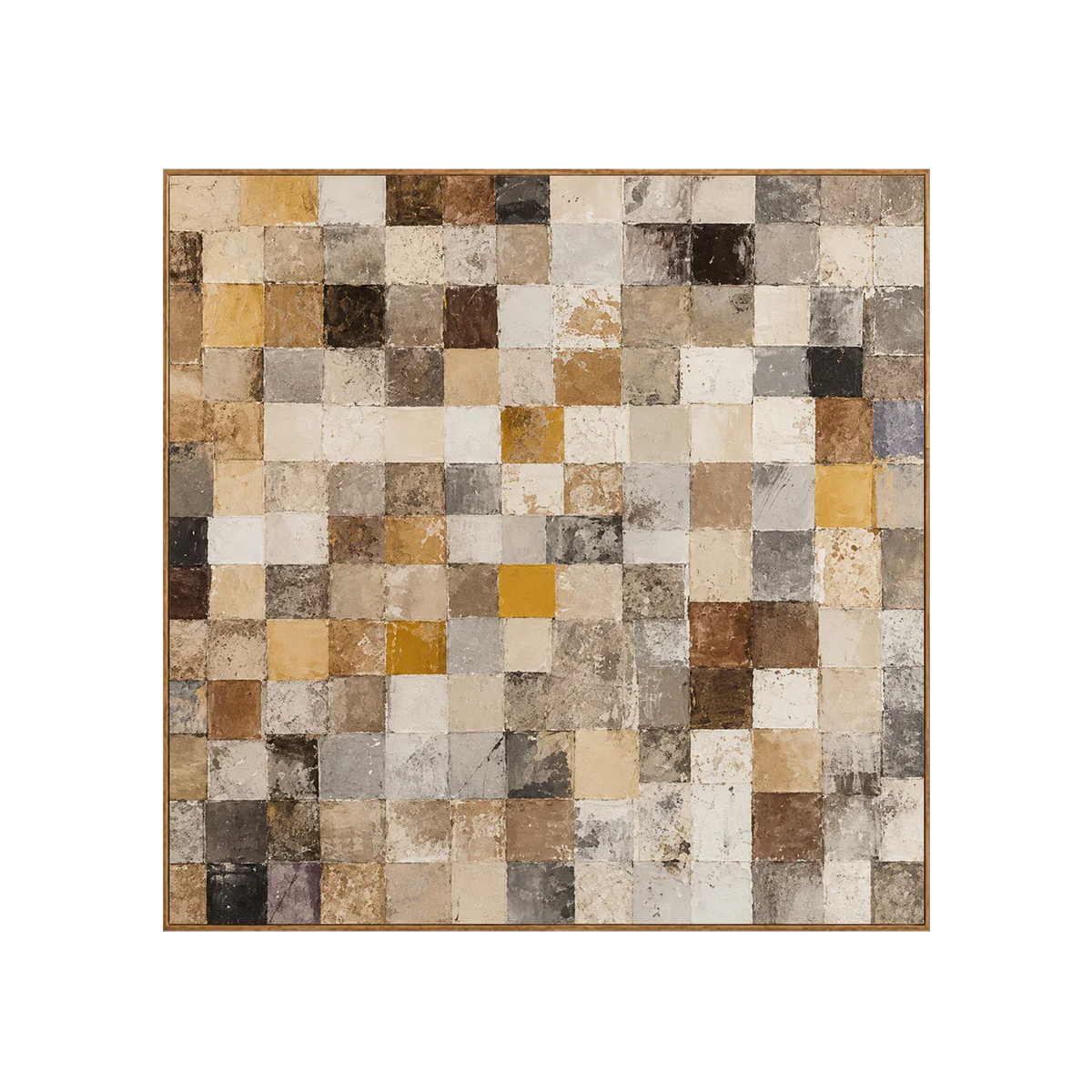 Warm Ochre and Stone Checkerboard Wall Art | Olyrel