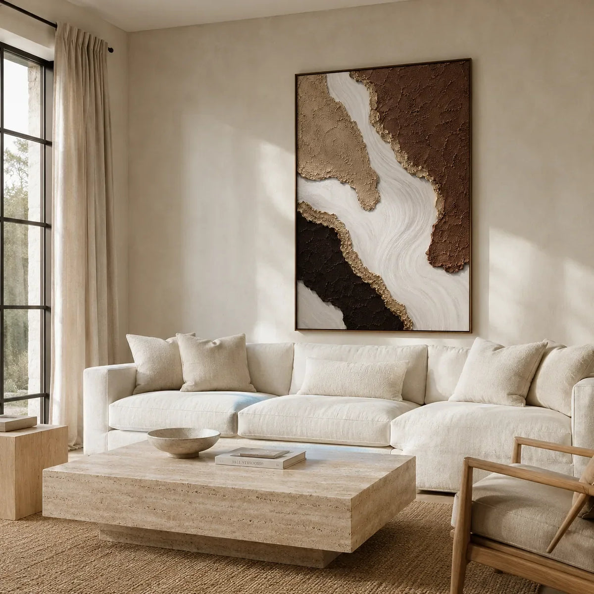 Canyon Flow Textured Wall Art displayed in a bright dining room | Olyrel