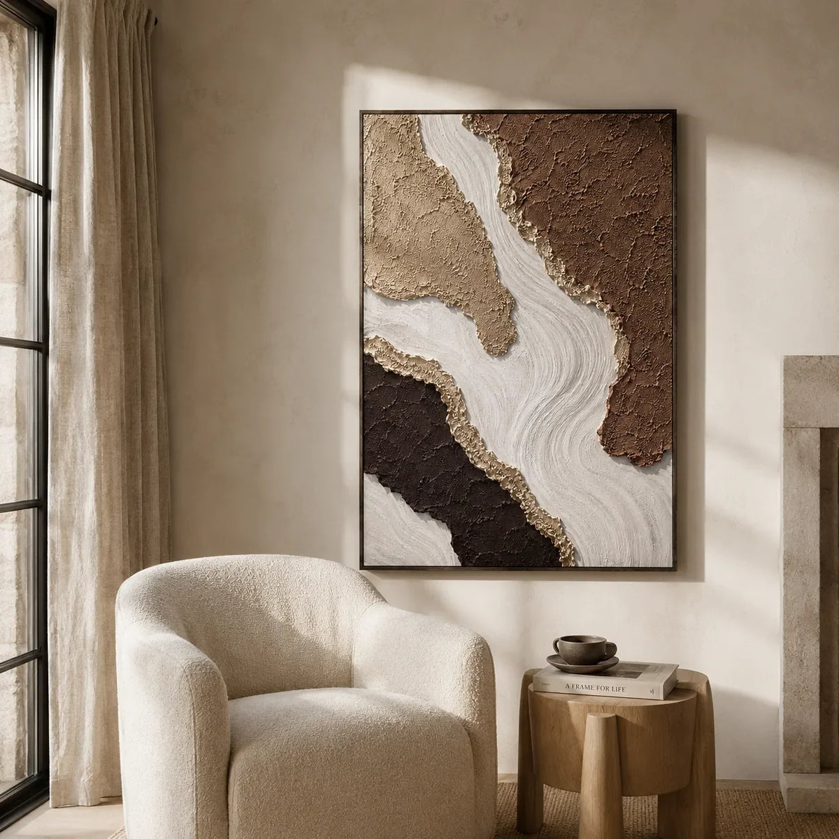 Canyon Flow Textured Wall Art shown in a quiet home office | Olyrel