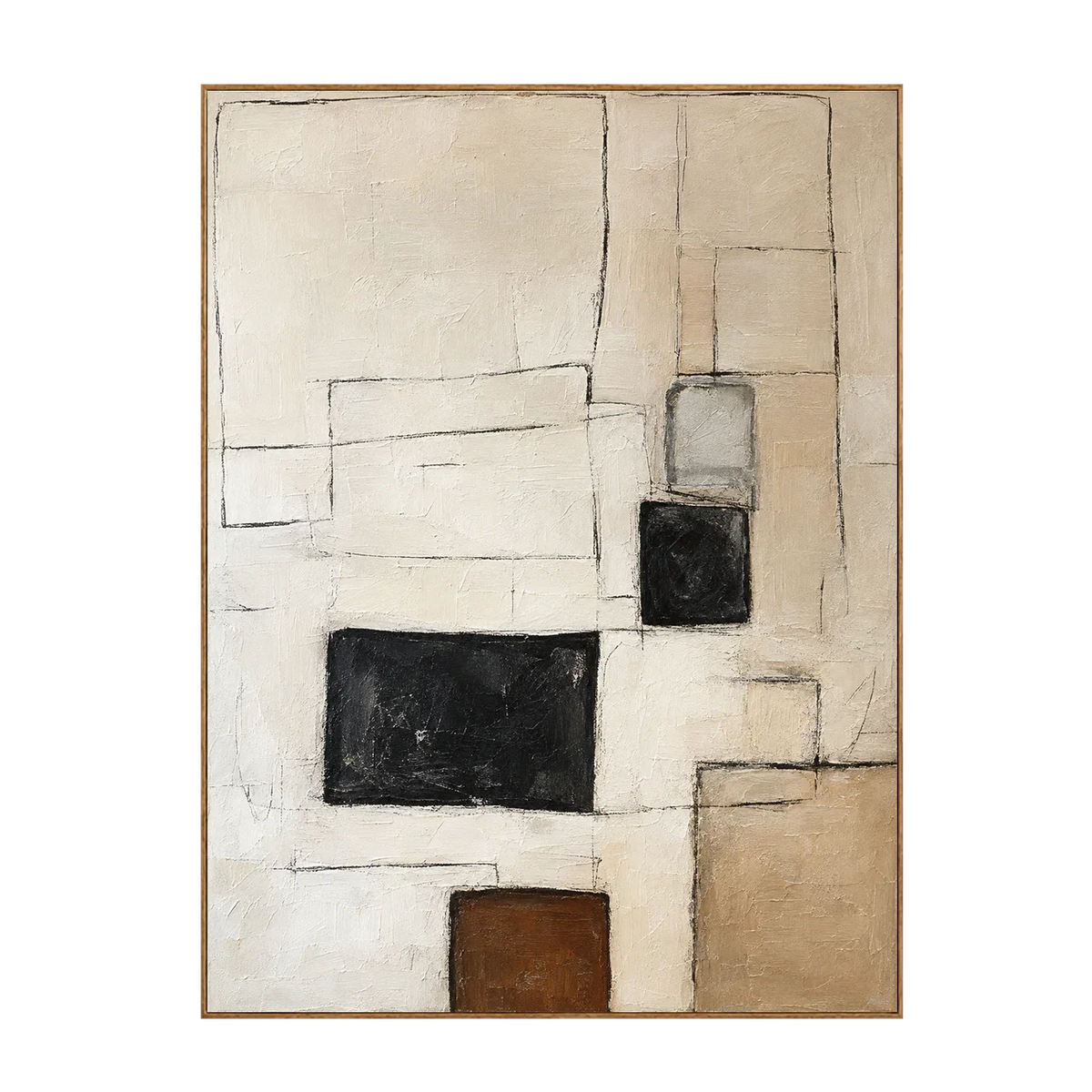 Fine Rectangles with Black and Umber Blocks Wall Art | Olyrel