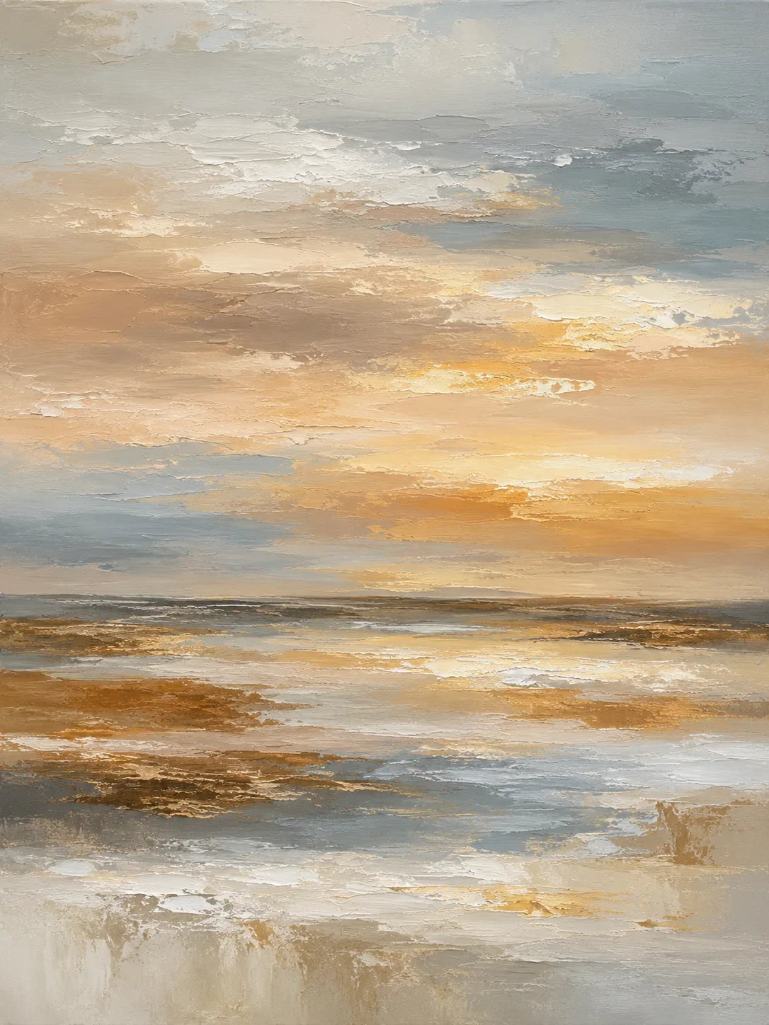 Original artwork view of Amber Sky Coastal Wall Art | Olyrel