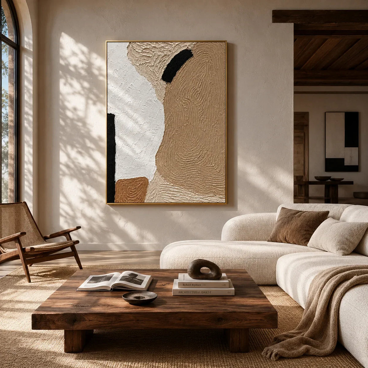 Sand Contour Textured Wall Art styled in a modern living room | Olyrel