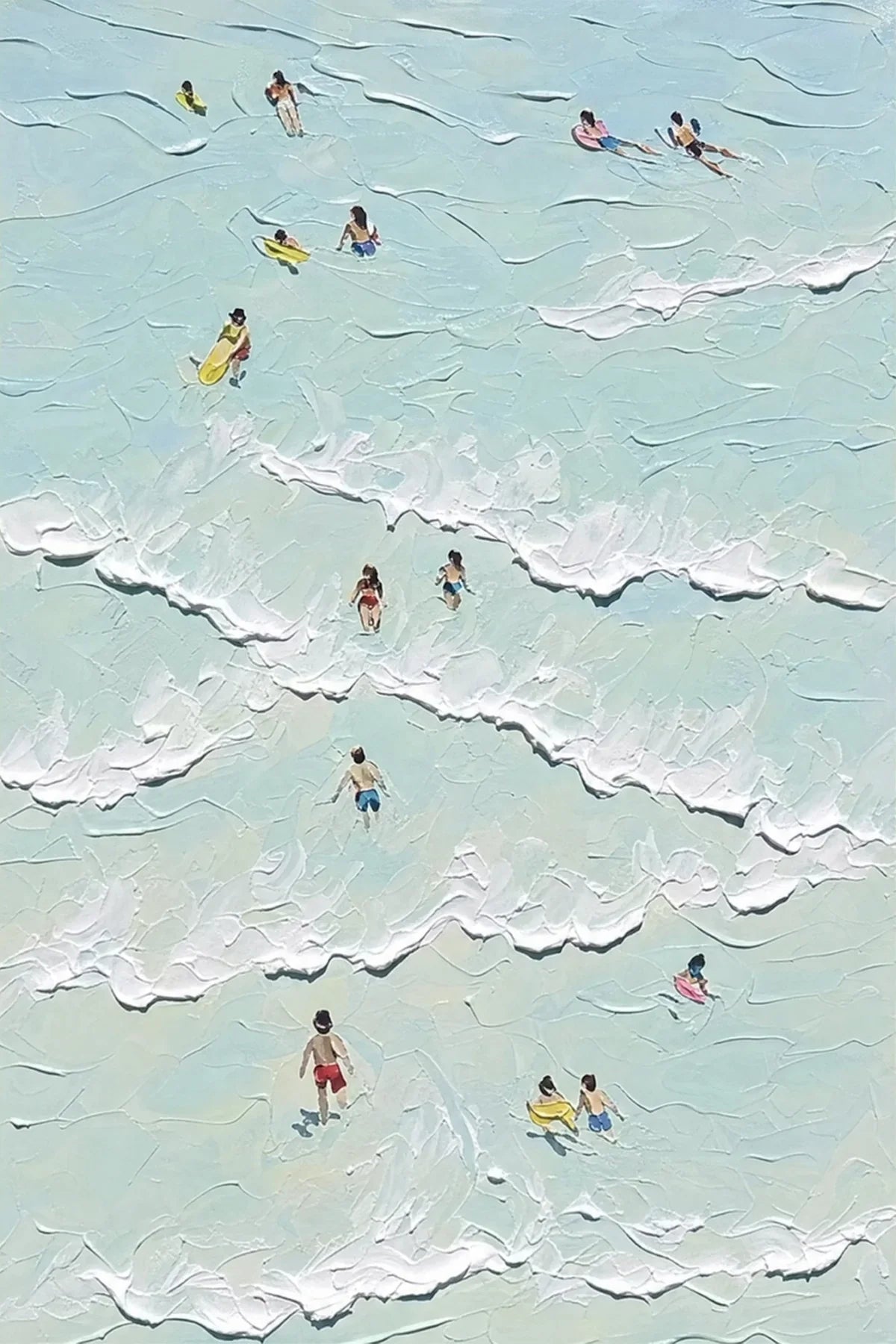 Original artwork view of Aqua Swimmers Coastal Wall Art | Olyrel