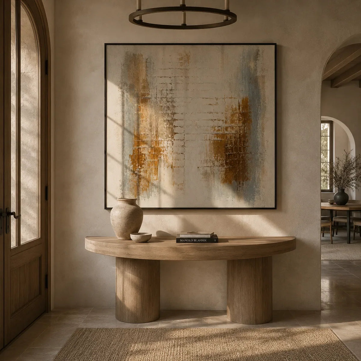 Rust Grid Textured Wall Art lifestyle view 4 | Olyrel