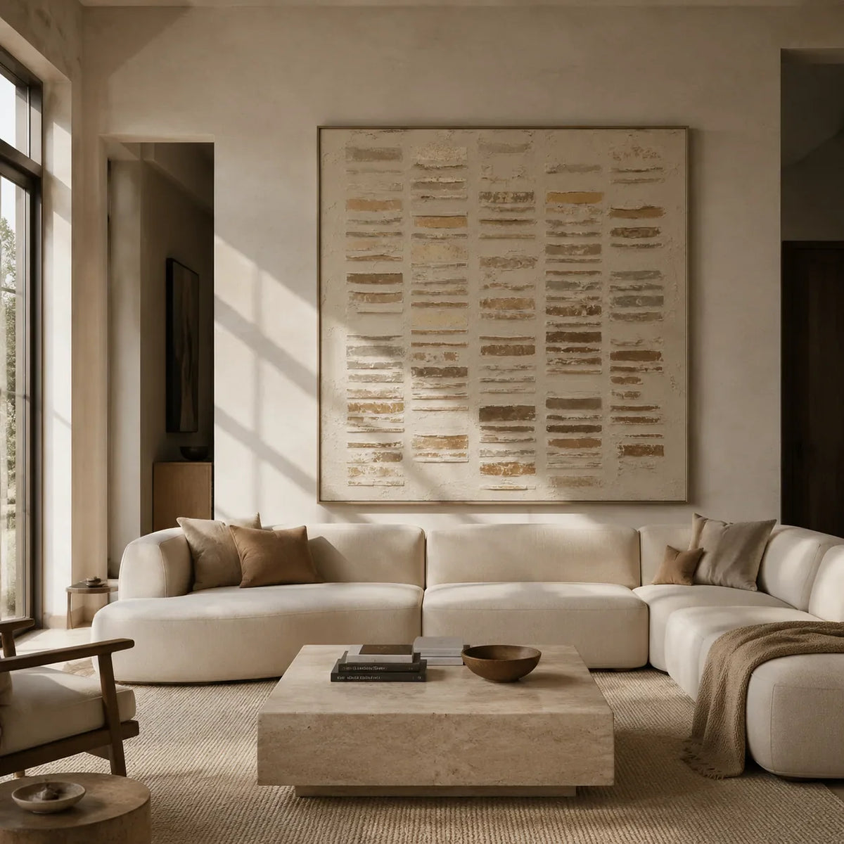 Ivory Stripe Relief Wall Art lifestyle view 3 | Olyrel