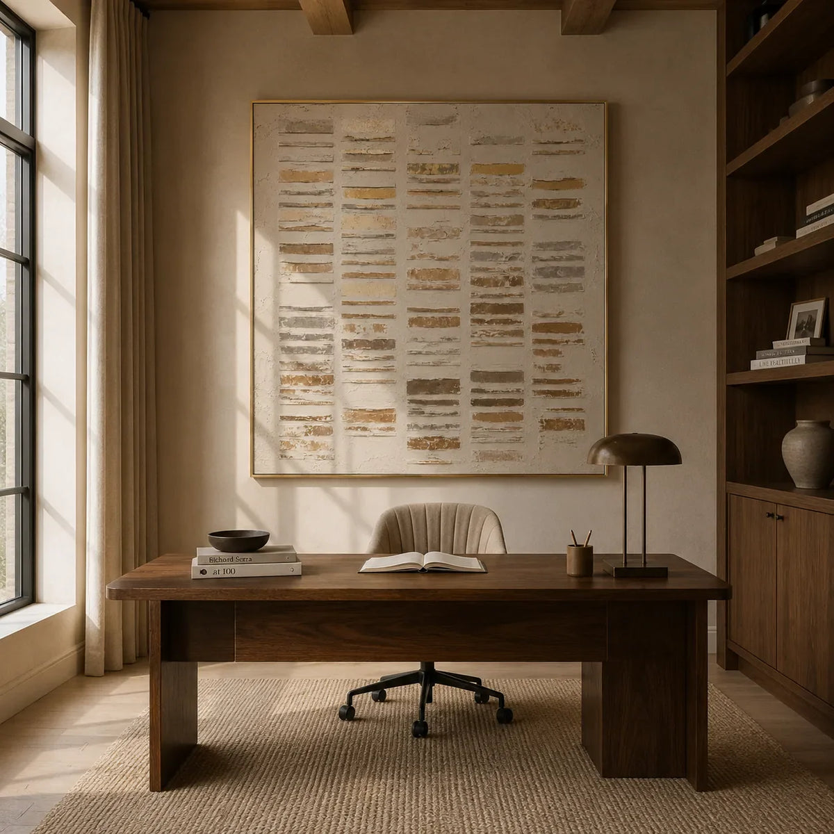 Ivory Stripe Relief Wall Art lifestyle view 7 | Olyrel
