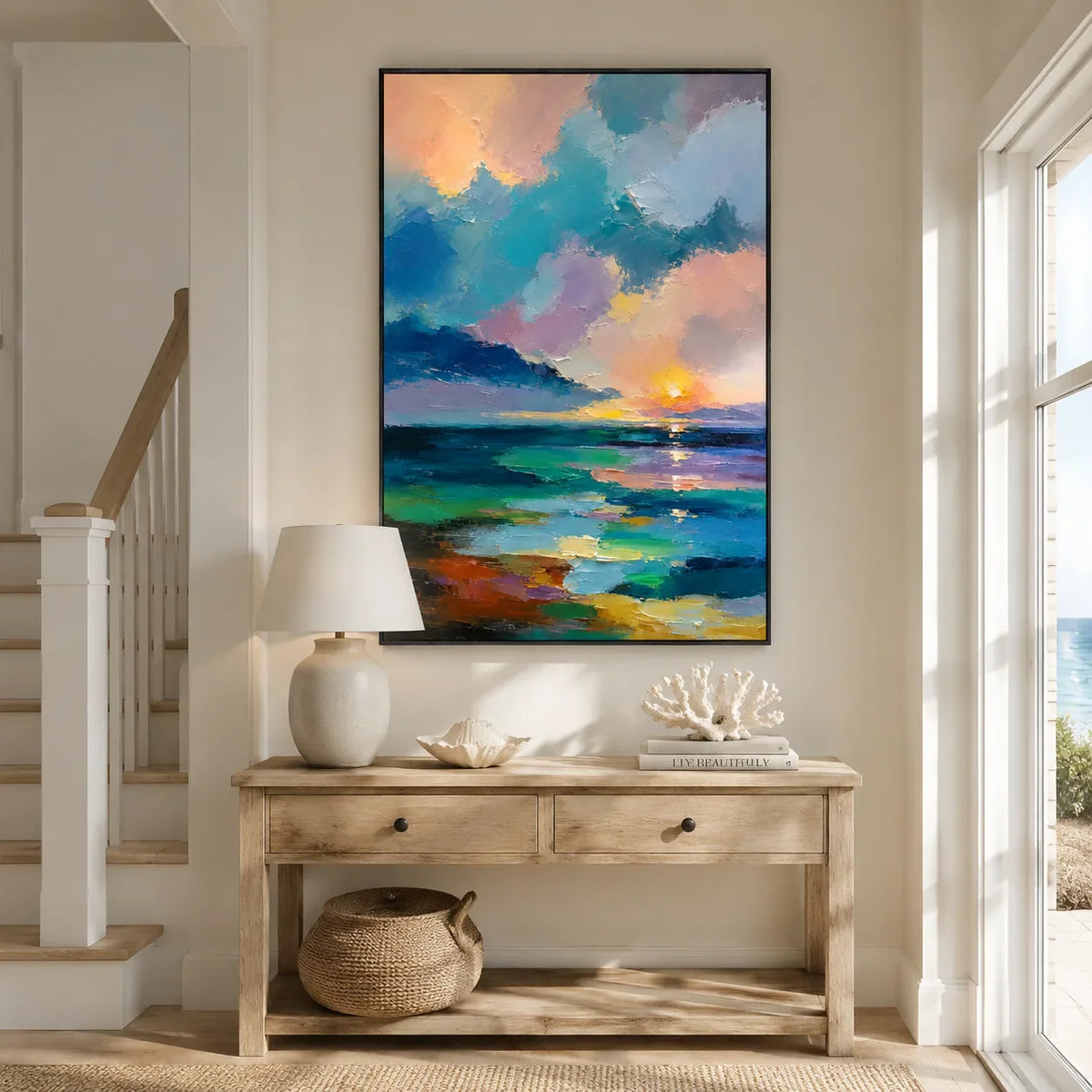 Prism Sunset Coastal Wall Art lifestyle view 3 | Olyrel