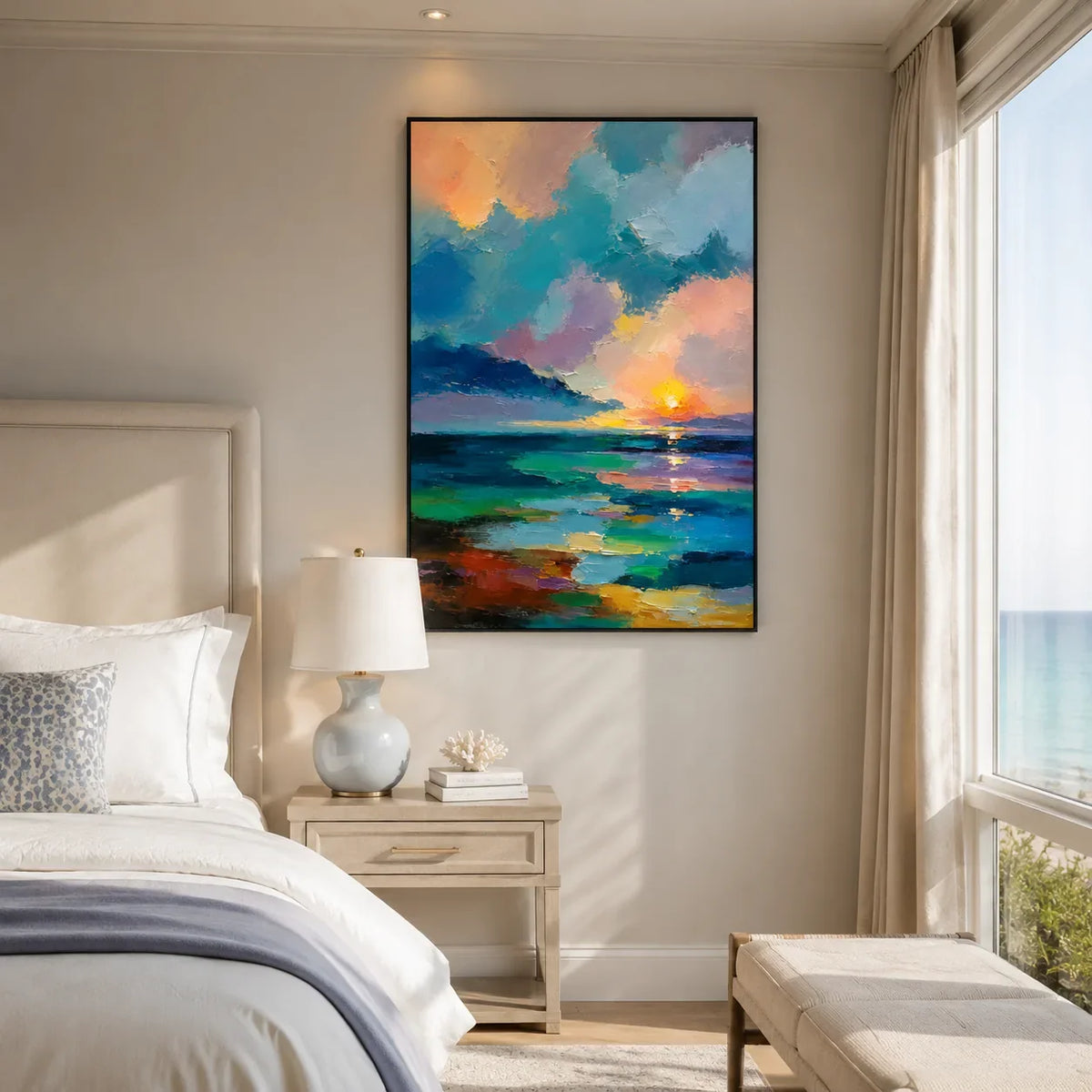Prism Sunset Coastal Wall Art lifestyle view 4 | Olyrel
