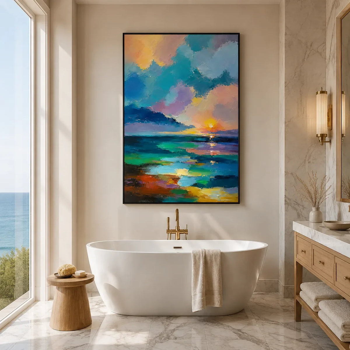 Prism Sunset Coastal Wall Art lifestyle view 6 | Olyrel