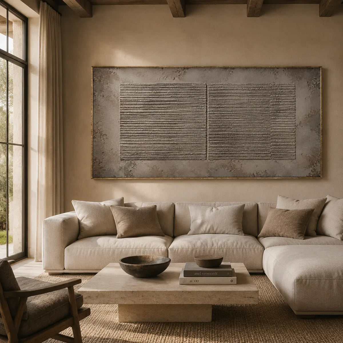 Charcoal Ribbed Relief Wall Art lifestyle view 4 | Olyrel
