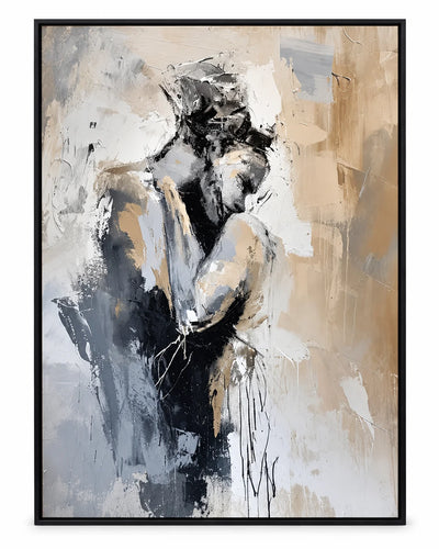 Gilded Muse abstract portrait shown in a black frame